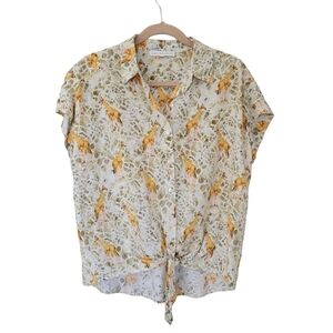 Jane & Delancey Giraffe Print Front Tie Top Dropped Shoulder Pastel Colours